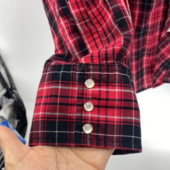 Wrangler red plaid snap buttons western outdoor casual button down sz 3XL - Picture 4 of 7